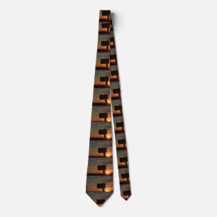 Kansas Sunset Mail Box silhouette Neck Tie