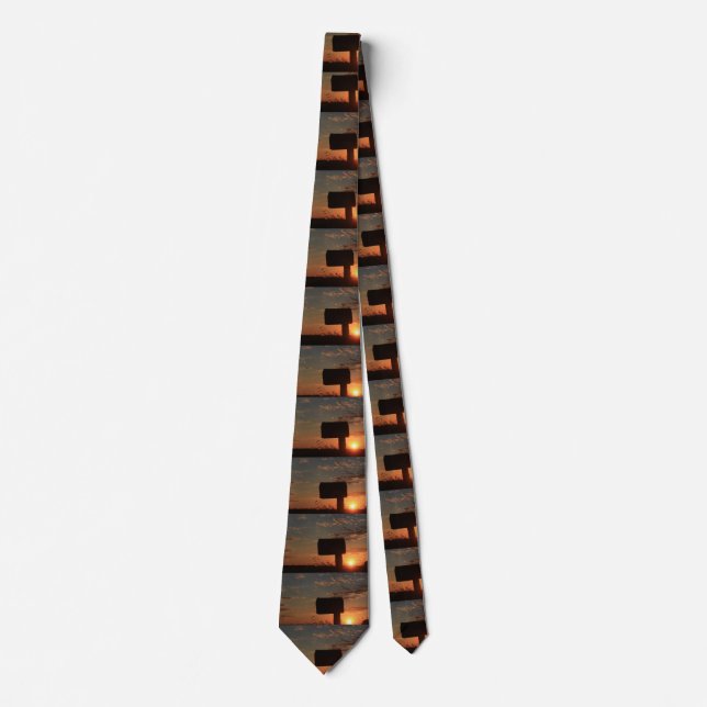 Kansas Sunset Mail Box silhouette Neck Tie (Front)
