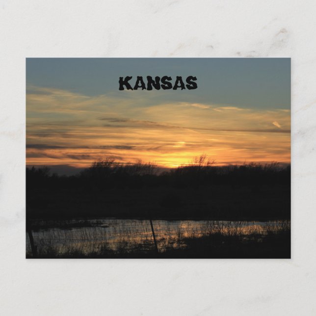 Kansas Sunset reflection. Post Card. Postcard (Front)