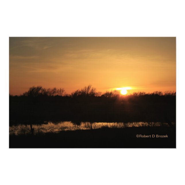 Kansas Sunset with a reflection Photo Enlargement Print (Front)