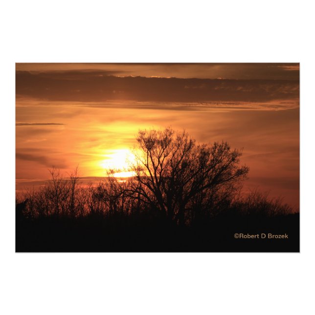 Kansas Sunset with clouds and  Photo Enlargement Print (Front)