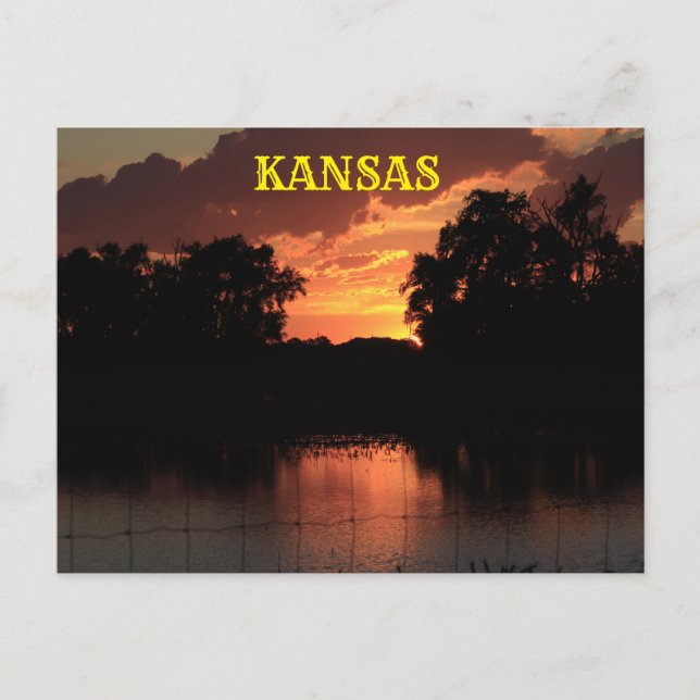 Kansas Sunset with  Silhouettes, Post Card (Front)