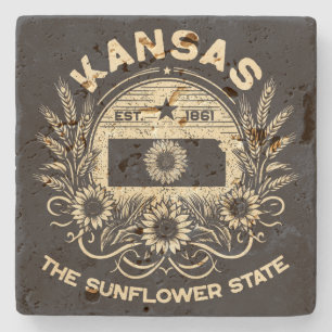 Kansas The Sunflower State Stone Coaster