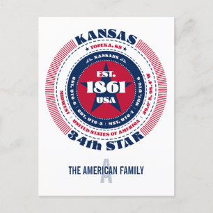 Kansas, Topeka, KS, Patriotic, Monogram Postcard