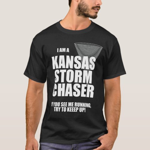 Kansas Tornado Storm Chaser Black T_shirt