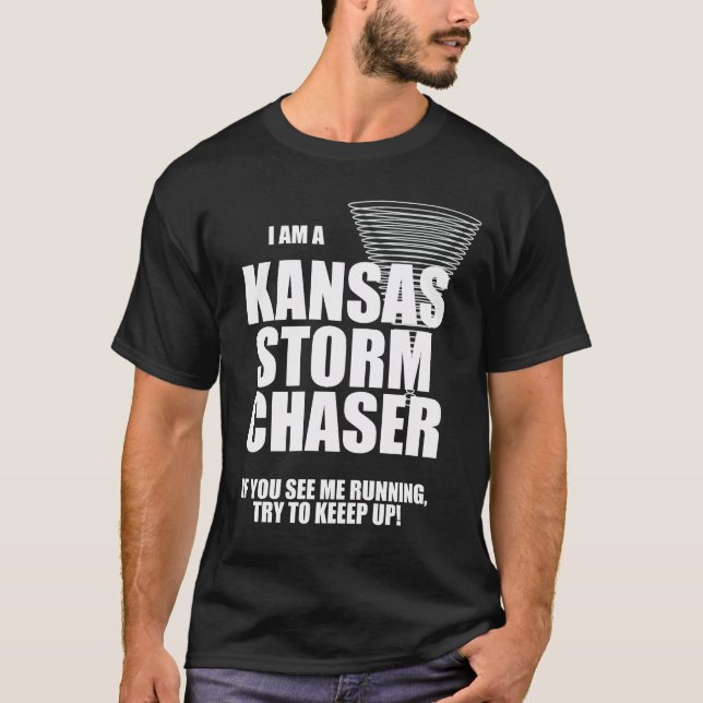 Kansas Tornado Storm Chaser Black T-shirt (Front)