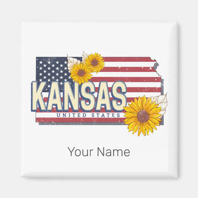 Kansas United States Retro State Map Vintage USA Magnet | Zazzle