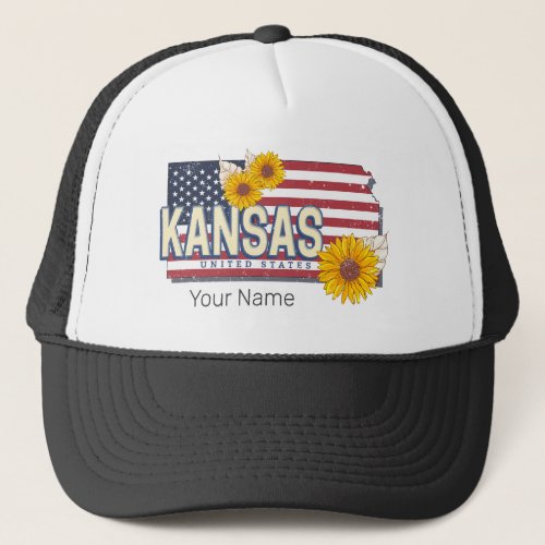 Kansas United States Retro State Map Vintage USA Trucker Hat