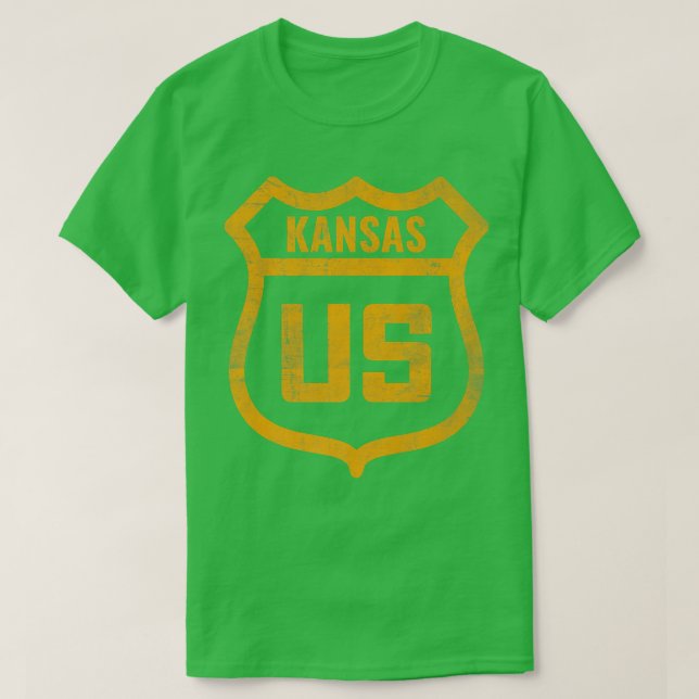 Kansas - US highway distressed weathered look road T-Shirt (Design Front)