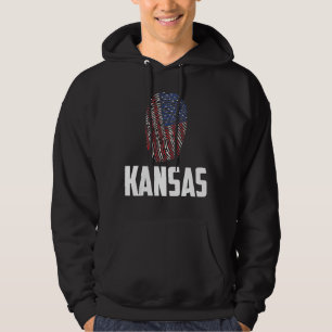 Kansas USA American Flag 4th of July Hoodie