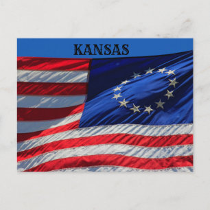 Kansas USA Flag closeup POST CARD. Postcard