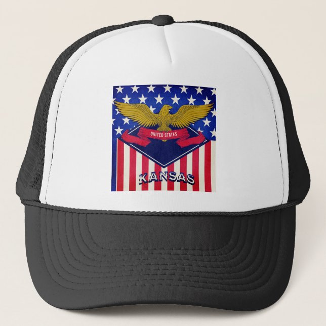 Kansas USA Flag Trucker Hat (Front)