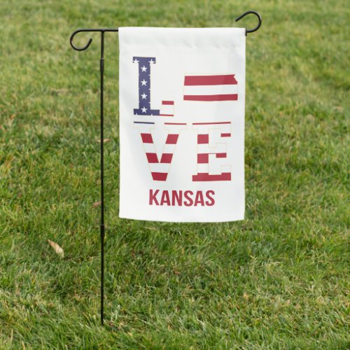 Kansas USA State Love Garden Flag