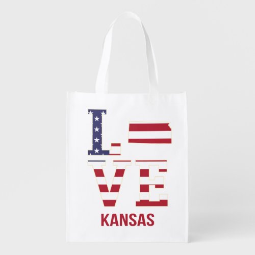 Kansas USA State Love Grocery Bag