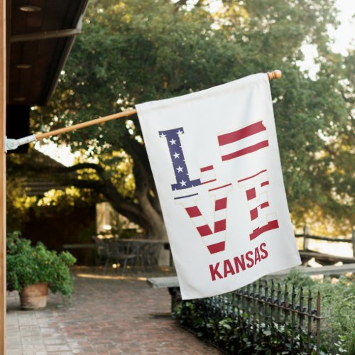 Kansas USA State Love House Flag