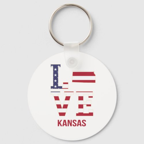 Kansas USA State Love Keychain