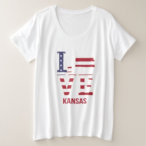 Kansas USA State Love Plus Size T_Shirt