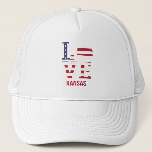 Kansas USA State Love Trucker Hat