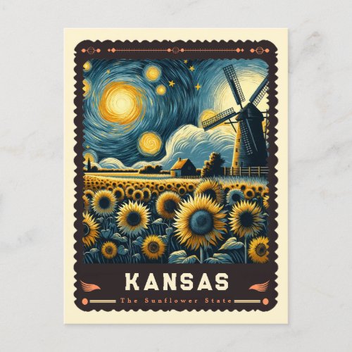 Kansas  Vincent Van Gogh Inspired Postcard