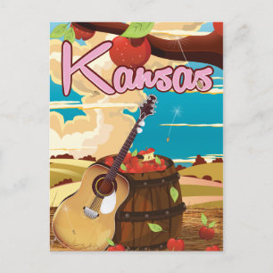 Kansas vintage cartoon travel poster postcard