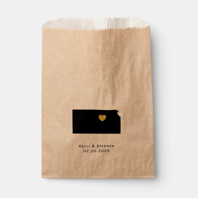 Kansas Wedding Favor Treat Sacks, Gift Bags (Front)