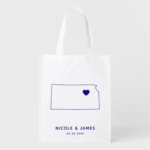 Kansas Wedding Welcome Bag Navy Tote with Map