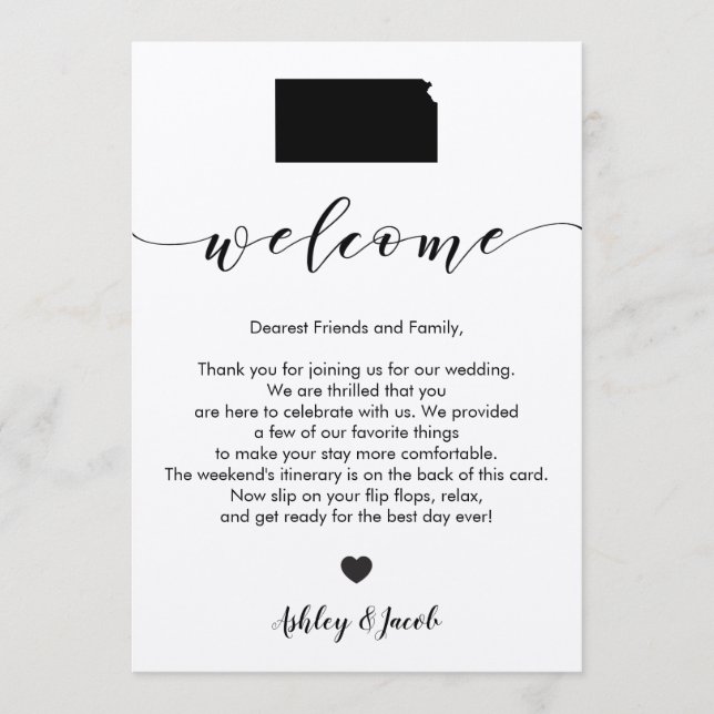 Kansas Wedding Welcome Letter & Itinerary Card (Front)