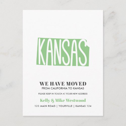KANSAS Weve moved New address New Home  Postcard