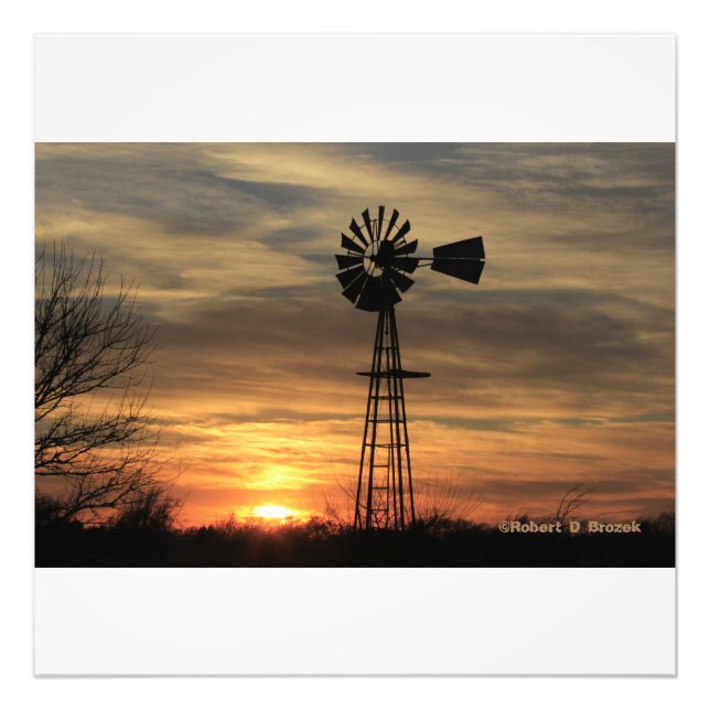 Kansas Windmill  Silhouette Photo Enlargement (Front)