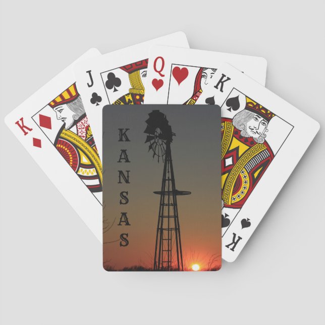 Kansas Windmill Silhouette Playing Cards (Back)