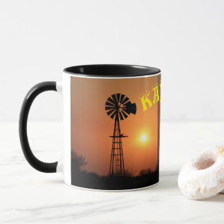 Kansas Windmill Silhouette Smoky Sky Coffee Mug