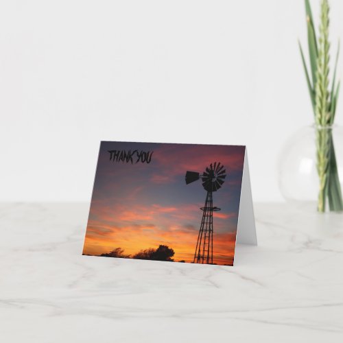 Kansas Windmill Silhouette Sunset Card