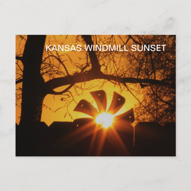 Kansas Windmill Sunset POST CARD (Front)