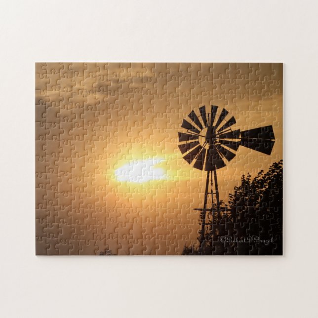 Kansas Windmill Sunset PUZZLE (Horizontal)