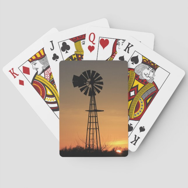 Kansas Windmill Sunset  Sky Playing Cards (Back)