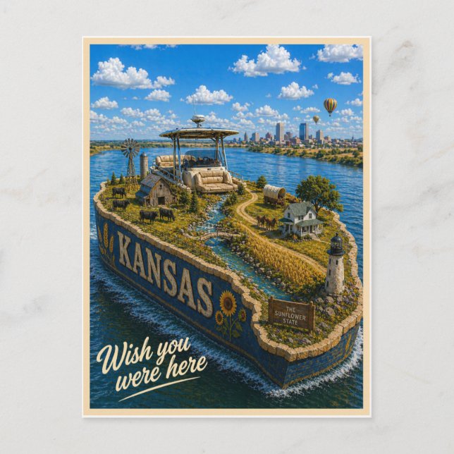 Kansas | Wish You Were Here | State Series Postcard (Front)