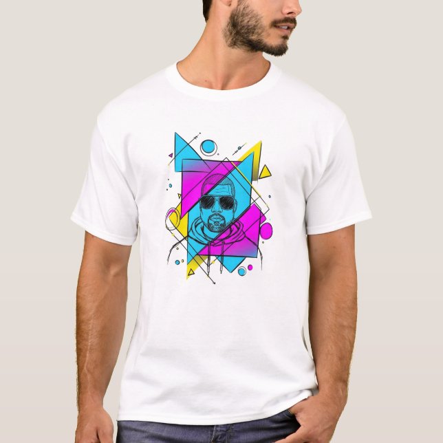 Kanye West Inspired Minimalist Line Art Silhouette T-Shirt (Front)