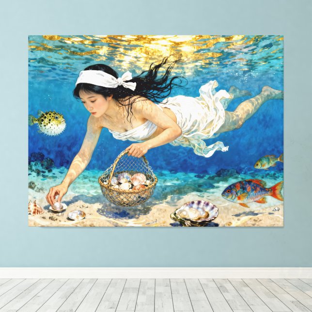 "Kaori of Tides" – An Ocean Portrait Canvas Print (Insitu(Wood Floor))