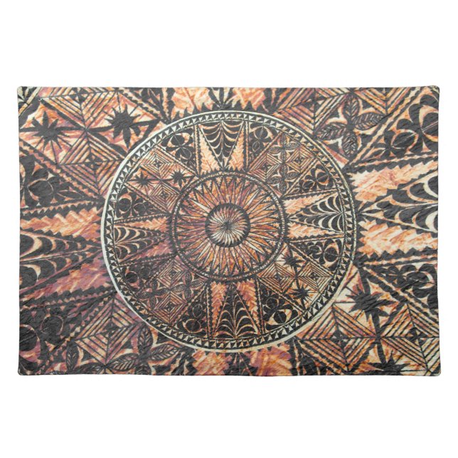 Kapa Primitive Hawaiian Tattoo Tapa Cloth Placemat (Front)