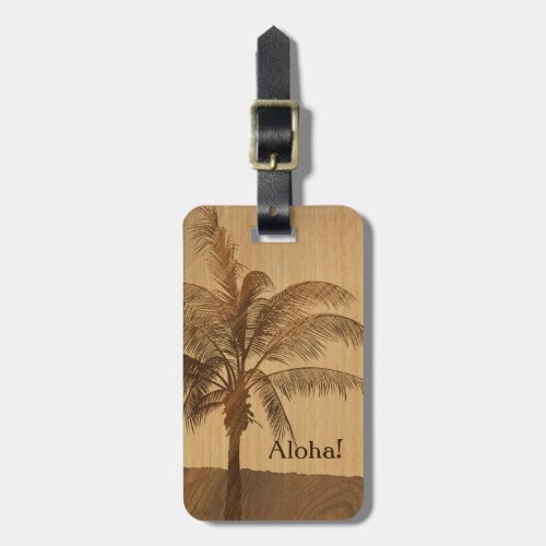 Kapaa Sunset Hawaiian Faux Koa Wood Luggage Tags