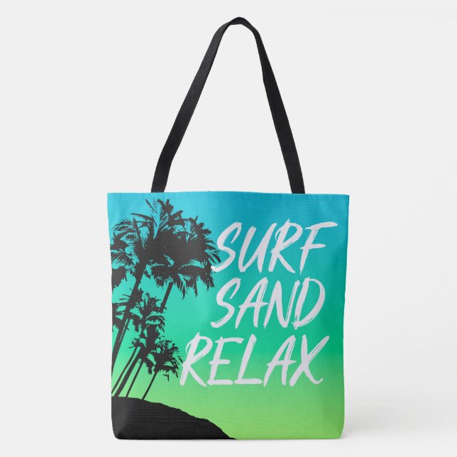 Kapaa Sunset Hawaiian Palm Tree Reversible Tote Bag (Front)