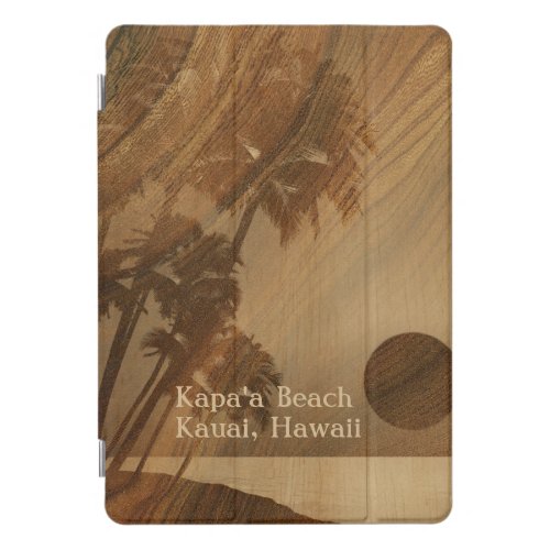 Kapaa Sunset Hawaiian Vintage Faux Koa Wood iPad Pro Cover