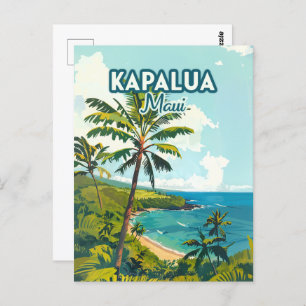 Kapalua Maui Hawaii Bay Beach Vacation Retro Postcard