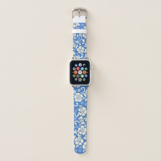 Kapalua Pareau Hawaiian Hibiscus - Periwinkle Apple Watch Band (Front)