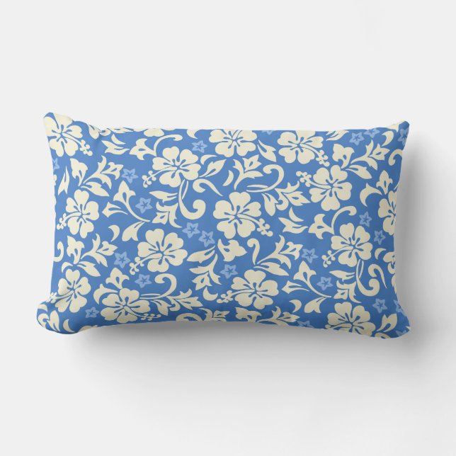 Kapalua Pareau Hawaiian Hibiscus Reversible Stripe Lumbar Pillow (Front)