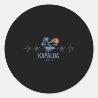 Kapalua Y Hawaii Vintage 80s Sunset Heartbeat Classic Round Sticker