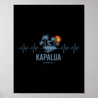 Kapalua Y Hawaii Vintage 80s Sunset Heartbeat Poster