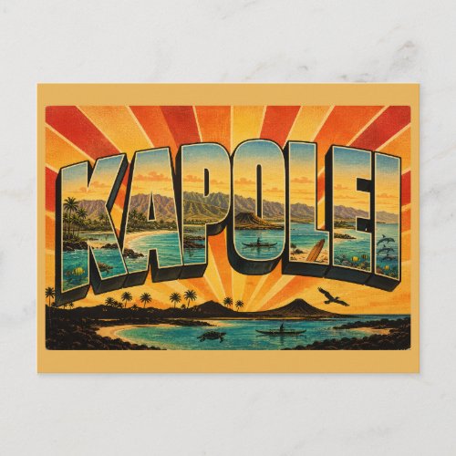 Kapolei Hawaii Lagoons Beach Mountain Art Postcard