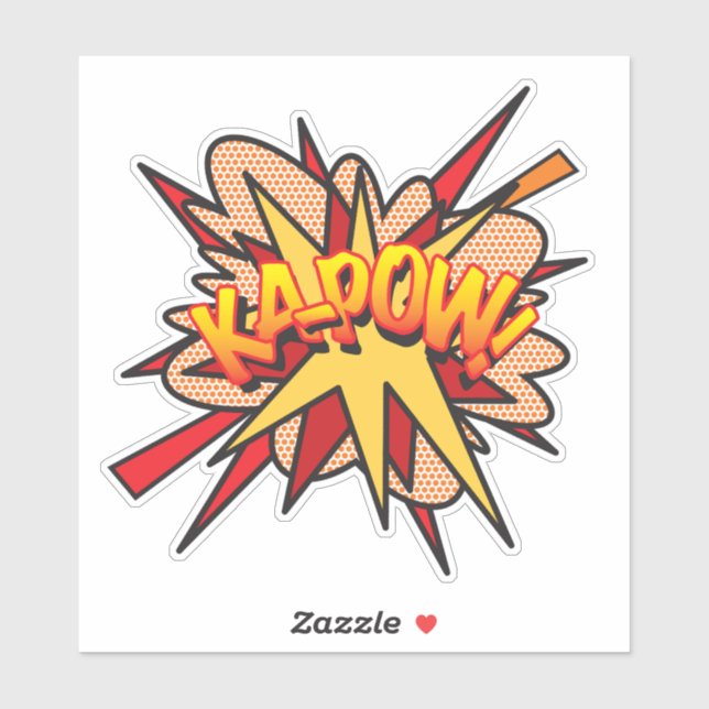 KAPOW Fun Retro Comic Book Pop Art Sticker (Sheet)