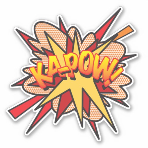 KAPOW Fun Retro Comic Book Pop Art Sticker | Zazzle